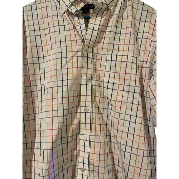 Lands End Mens Multicolor Tattersall Plaid Classic Button Down Shirt Size 34-35 - Picture 3 of 11